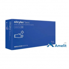 Рукавички нітрилові Nitrylex PF Protect Basic, блакитні, розмір "S" (Mercator Medical), 50 пар/пак.